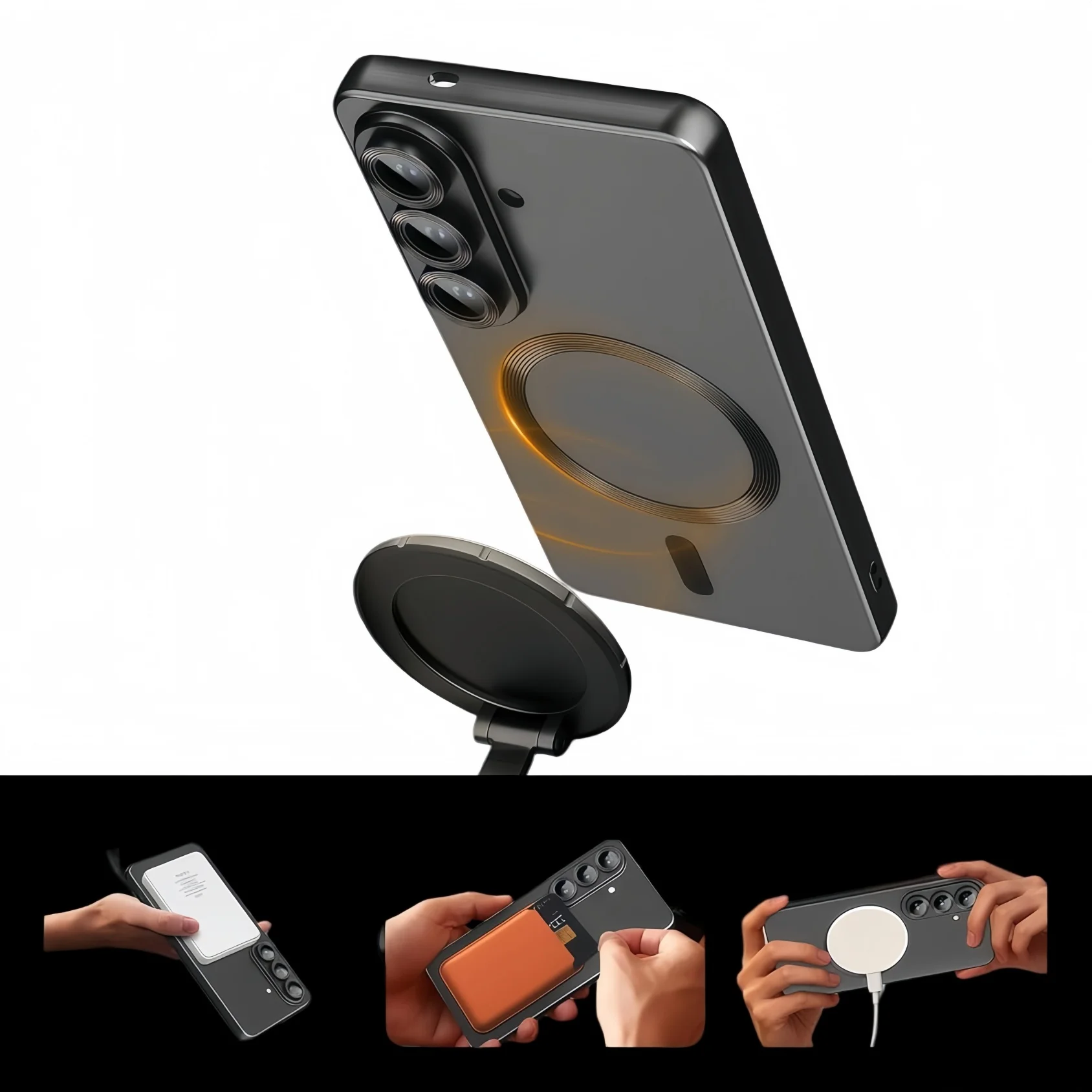Magnetic Shockproof Metallic Case with Camera Lens Cover