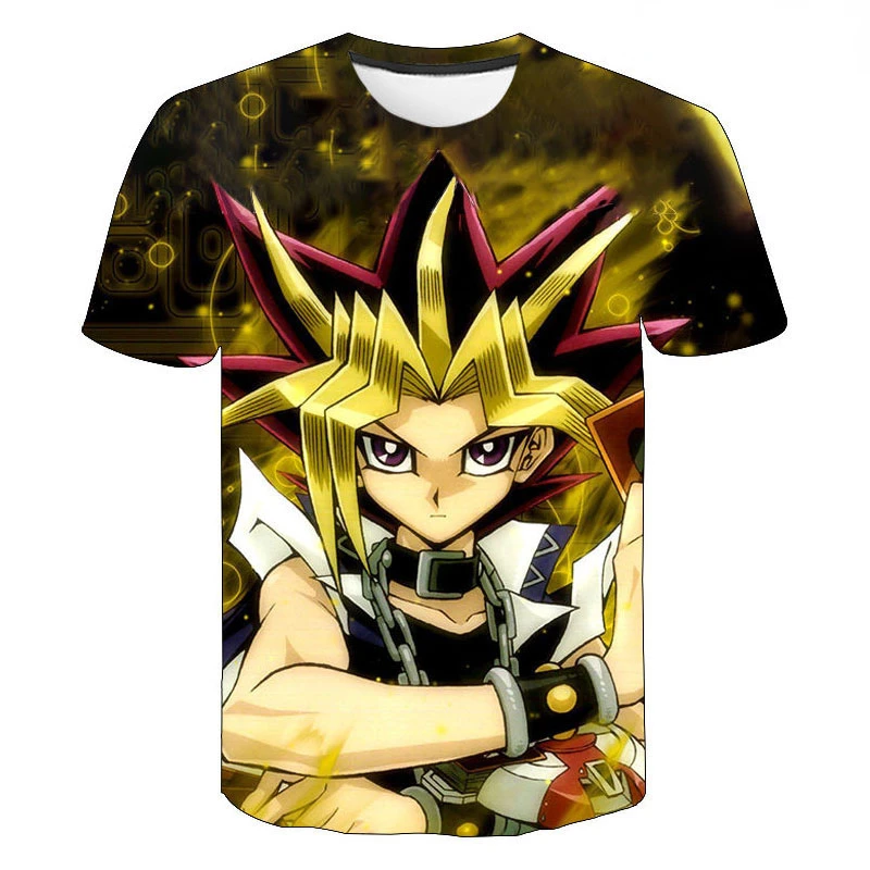 

Футболка Yu Gi Oh с 3D рисунком, уличная одежда в стиле аниме для мальчиков и девочек, модные повседневные топы с коротким рукавом для мужчин и женщин, с мультяшным принтом