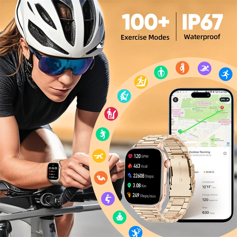 New For Android iOS Smart Watch Women 2.01inch Heart Rate Health Monitoring Bluetooth Call Waterproof Sport Watch Smartwatch Man