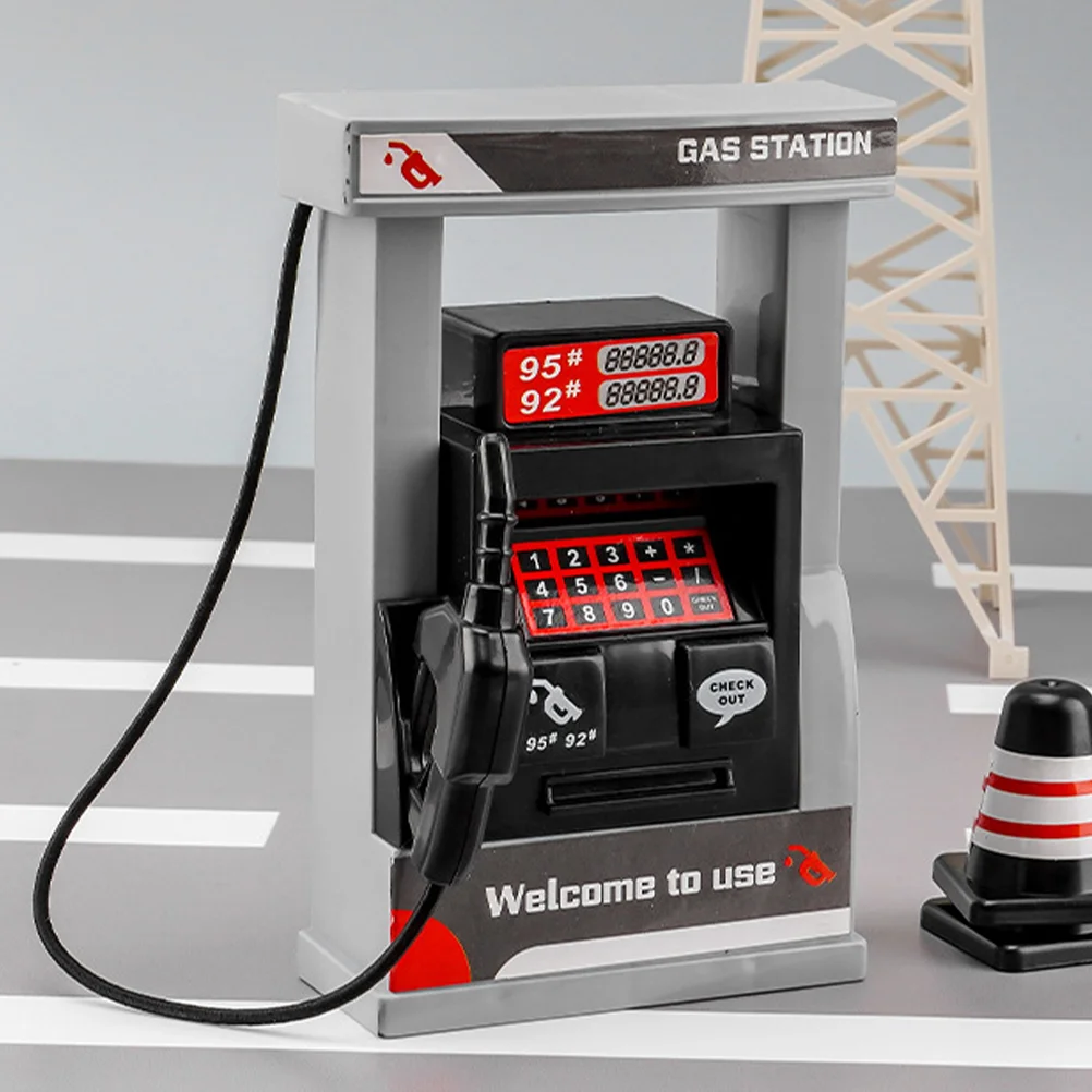 of Gas Station Model Toy DIY Bus Gas Station Model Gas Station Mini Roadblocks Recognition Toy