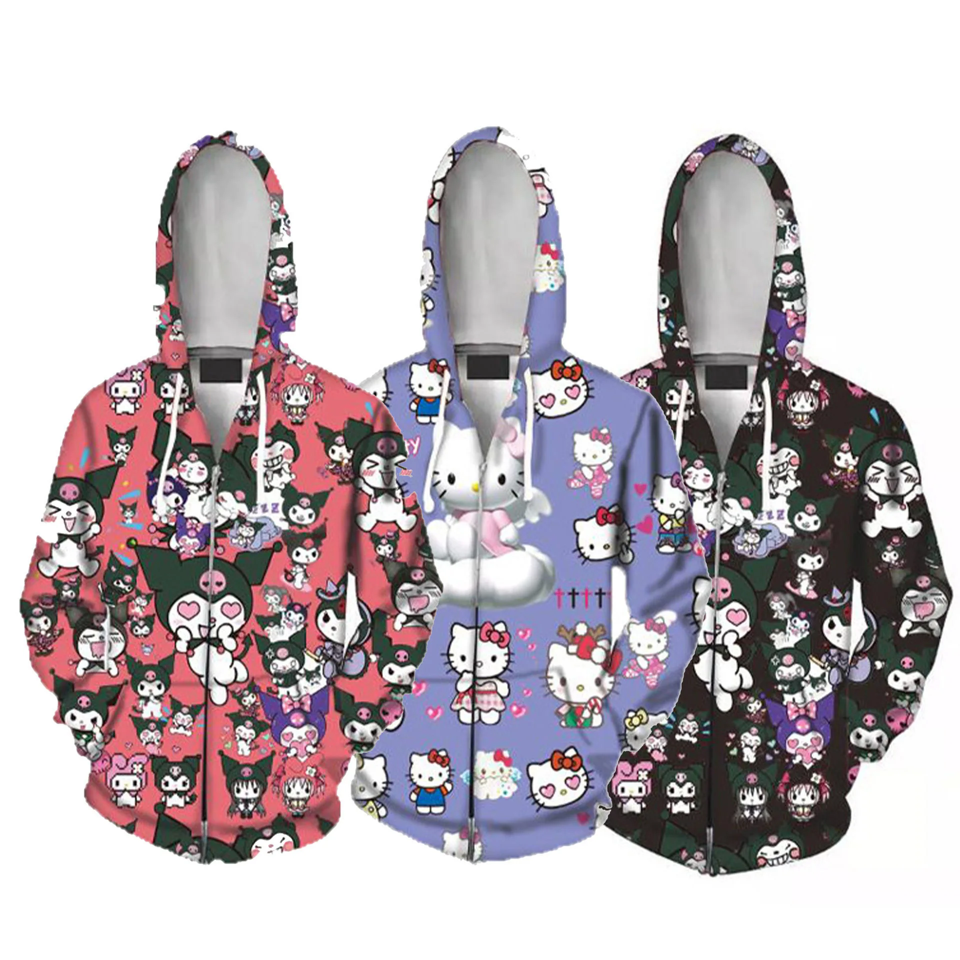 

New Sanrio Kawaii Hello Kitty Kuromi Women Spring Hoodies Lolita Girl Fashion Thin Coat Harajuku Purple Sweatshirt Y2k Clothes