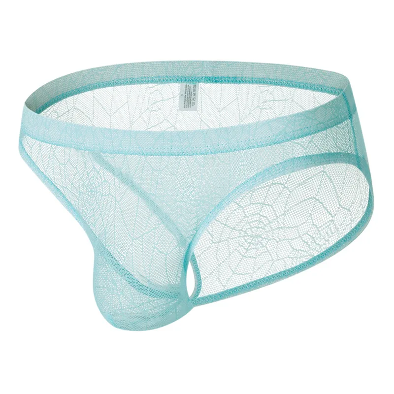 

Men's Sexy Briefs Underwear Low Waist Ultra-thin Transparent Breathable Spider Mesh Men's U Convex Bag Sexy Briefs Underpants