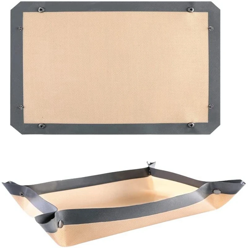 Silicone Fiber Baking Mat Buckle No Leak & Non Stick Corners Snap Together Leakproof Baking Tray 2PC
