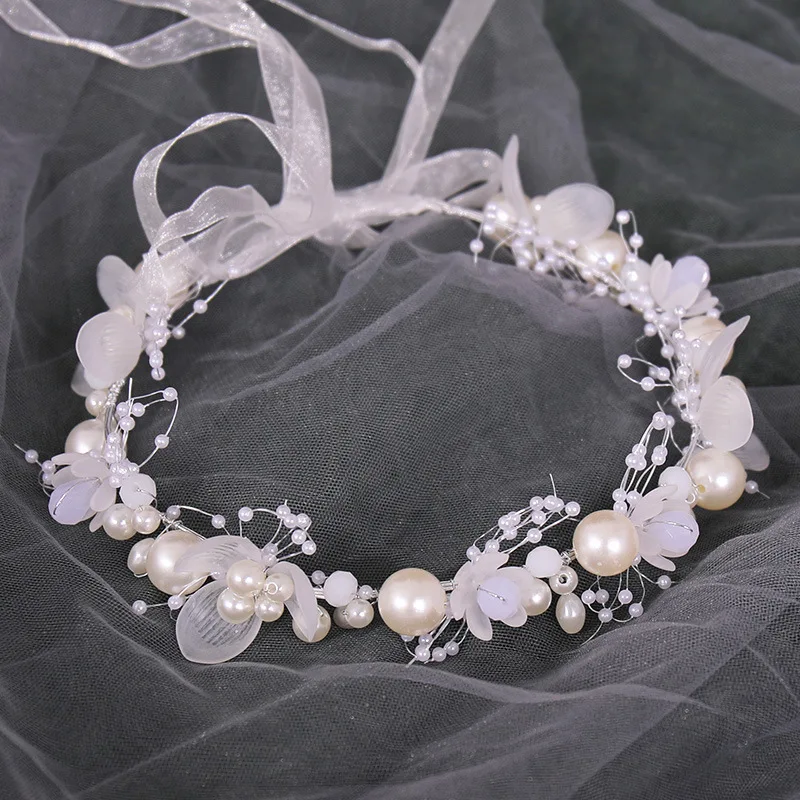 Perle Blume Stirnband Haarband für Frauen Party Festzug Braut Hochzeit Haarschmuck Schmuck Rebe Band Stirnband Tiara Geschenk – Detail 3