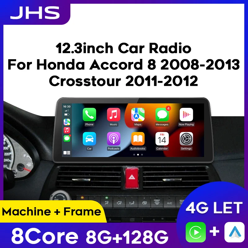 

Автомобильный радиоприемник для Honda accord 8 2018-2013 Crosstour 2011-2012, беспроводной Carplay, Android, Автомобильный мультимедийный плеер, GPS-навигация