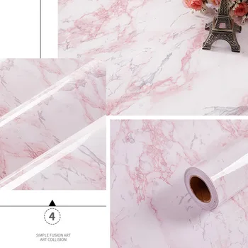 สติกเกอร์หินอ่อนห้องครัวฟิล์มกันน้ํามันเตากันน้ําความชื้น Self-Adhesive วอลล์เปเปอร์เคาน์เตอร์ตู้ Renovation กระเบื้อง 30