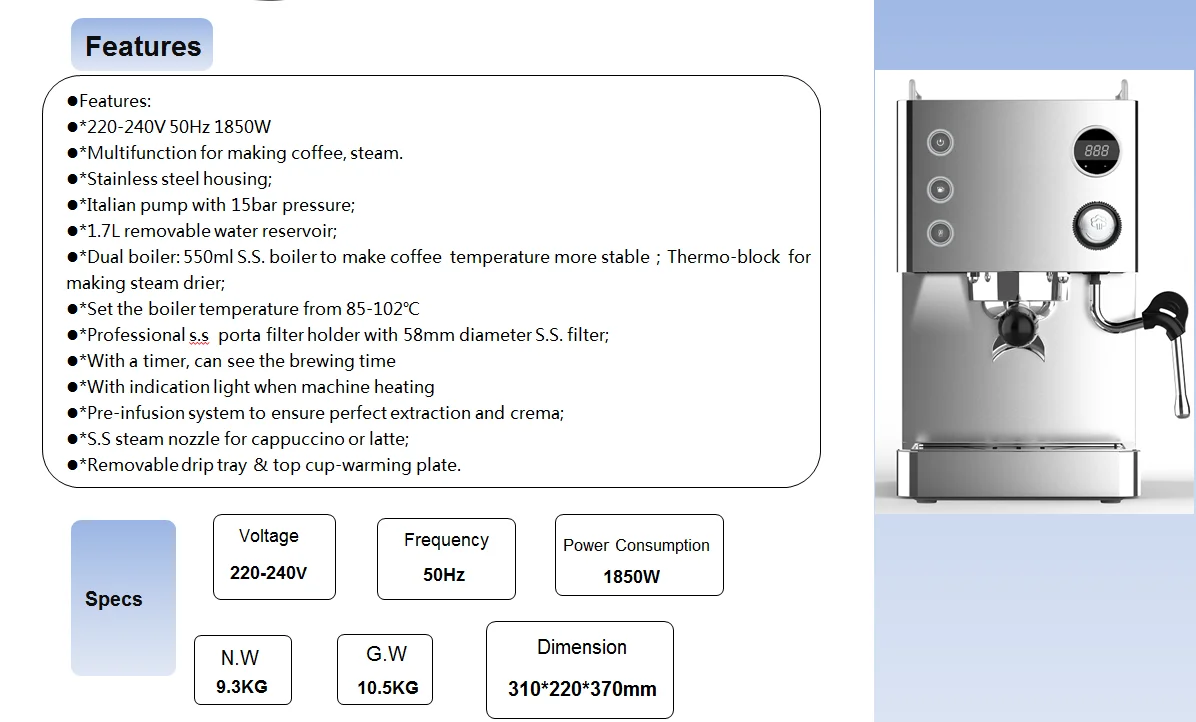 Espresso Coffee Machine/home Coffee Maker/coffe Machine Semi Automatic 6