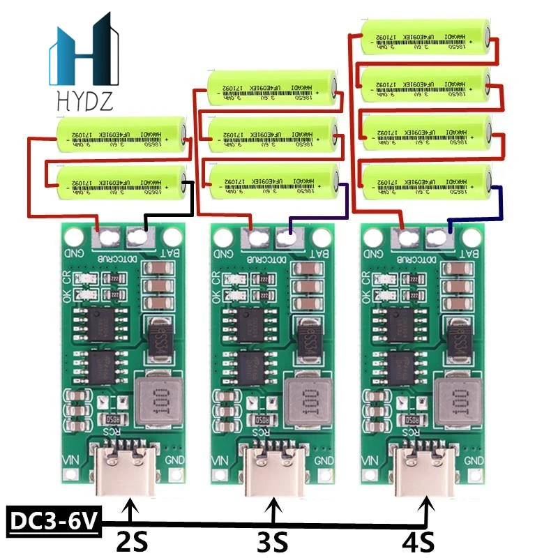 Multi cell 2s 3s 4s type c to 8 4v 12 6v 16 8v step up jpg