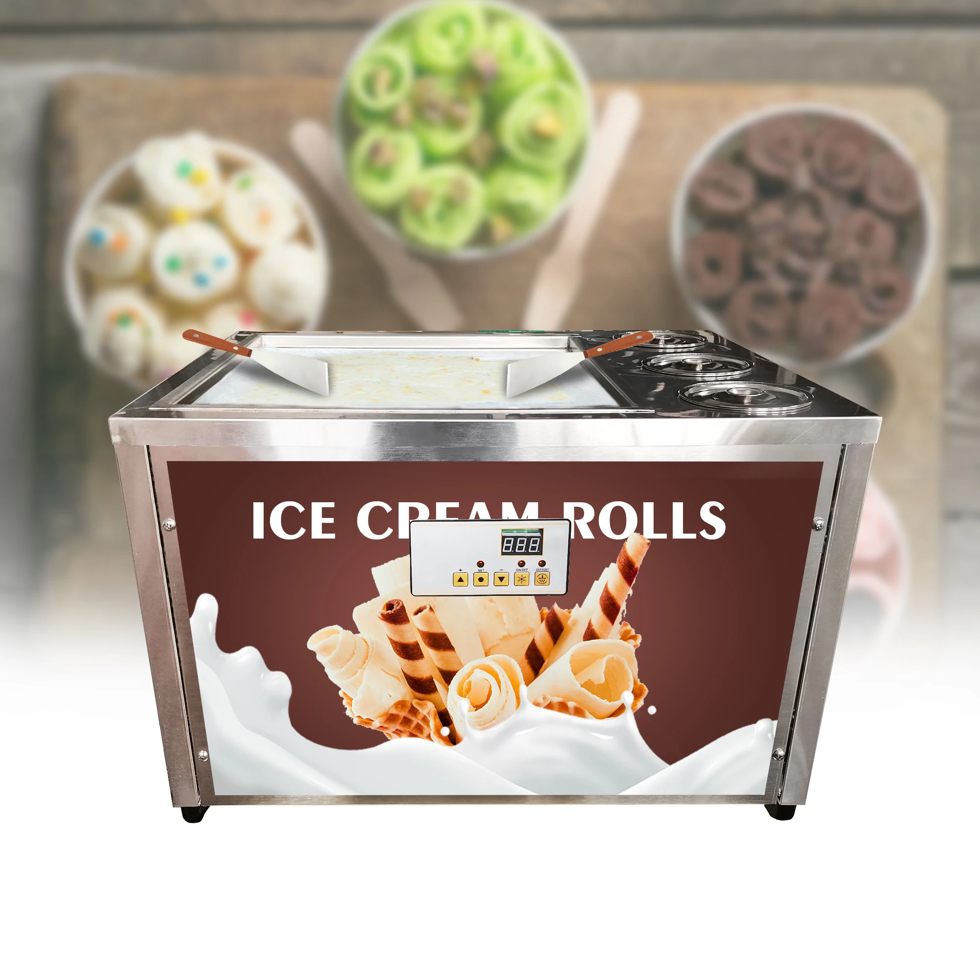 Mvckyi 18 inches Ice Cream Roll Machine/Fried Ice Cream Roll Machine