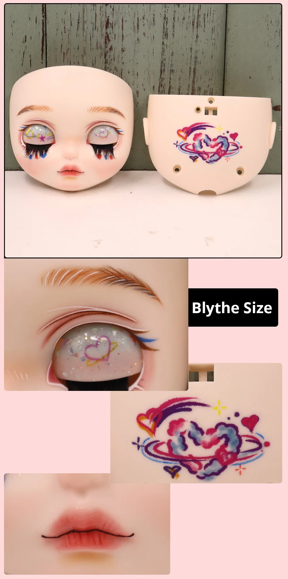 ICY DBS OOAK Blyth doll Hand-Painted Face Plate Including Back Plate Screws Lips carved 1/6 BJD Anime Girl