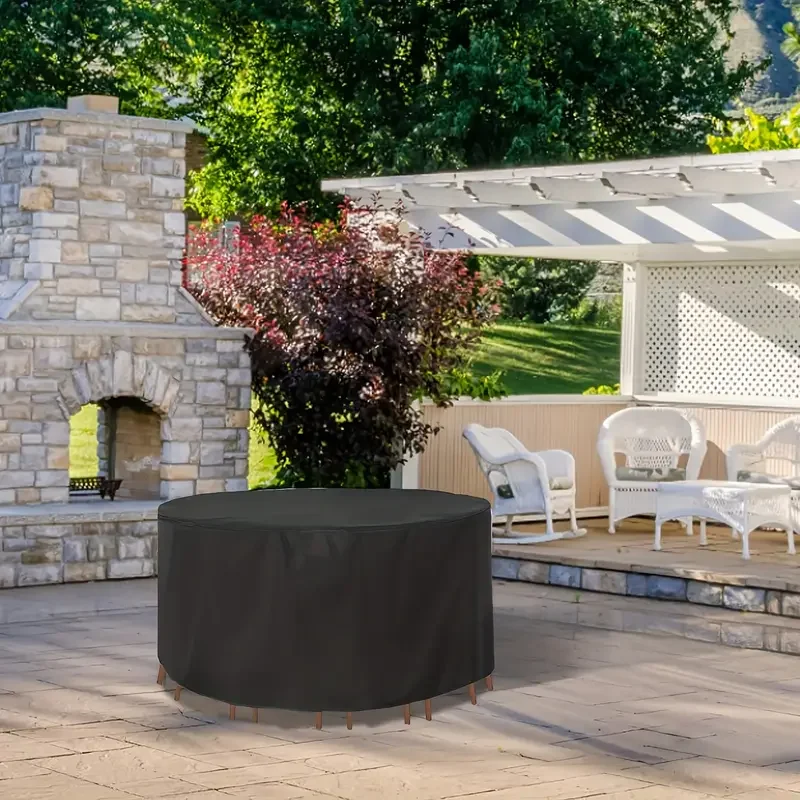 Fire Pit Cover Round Patio Furniture Cover for Deck, Lawn and Backyard Patio Outdoor Fireplace Dust Resistant