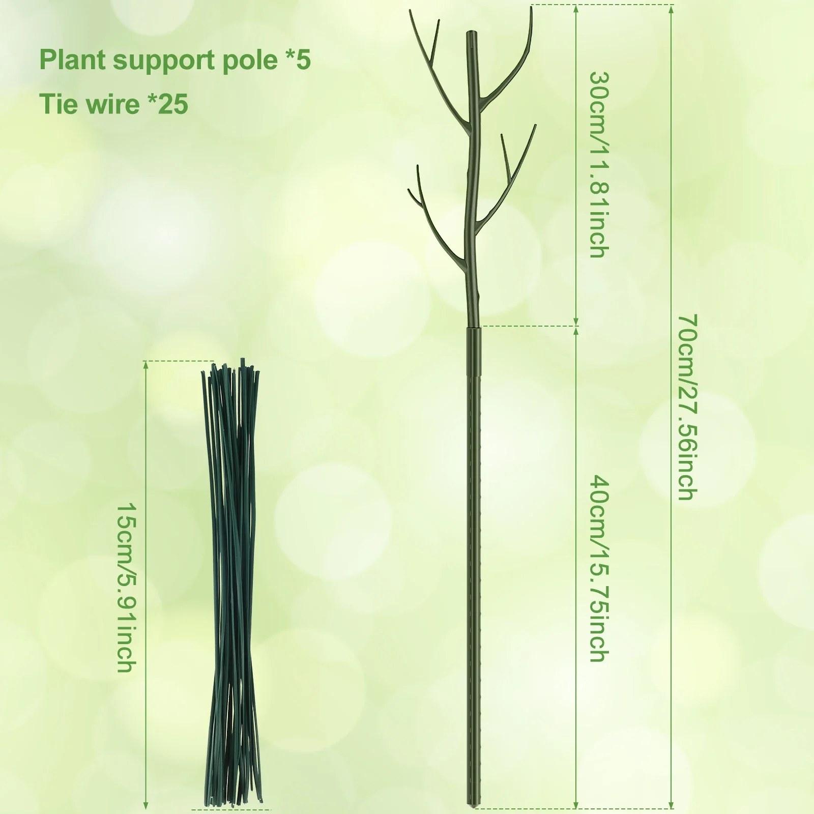 Set of 5 Reusable Plant Support Stakes - Realistic Tree Branch Design for Potted Plants and Vines