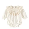 2025 New Autumn 0-24M Children Clothes Korean Style Climbing Suit Long Sleeved Cotton Lace Splicing Toddler Baby Girls Romper