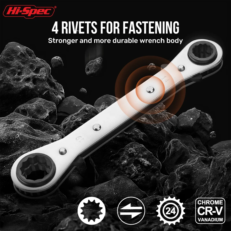 4-in-1 쿼드 사이즈 라쳇 렌치 멀티 헤드 조절식 소켓 스패너 전문가용 CR-V 스틸 수공구 (빠른 고정 작업용)