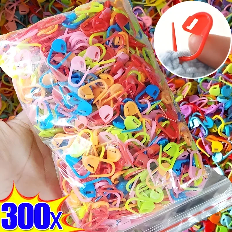 300/50pcs Plastic Resin Small Safety Pins Locking Stitch Markers Crochet Latch Knitting Tools Needle Clip Hook Sewing Tools