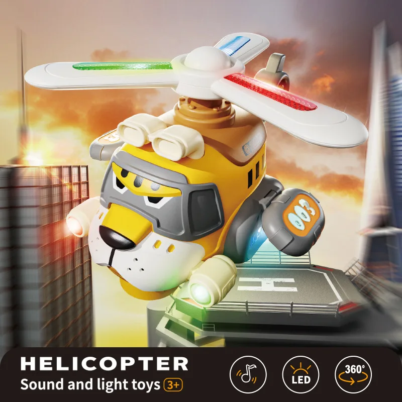 Rotating Tiger with Light Electric Airplane Toddler Cartoon Toys With Sounds Children's Toy Helicopter for Boys Birthday Gifts