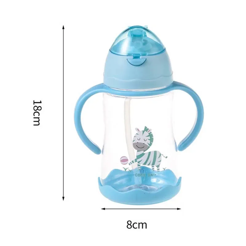 420/500ml Cute Cartoon Animal Print Baby Drink Cup With Straw Baby Feeding Cups Children Outdoor Drinking Bottle