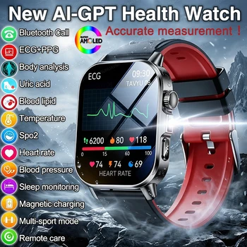 Nuovo Smartwatch 2026 per Diagnosi Accurata con ECG, Ossigeno nel Sangue, Pressione Sanguigna, Acido Urico, Lipidi, Schermo AMOLED HD, Chiamate, per Uomini e Donne