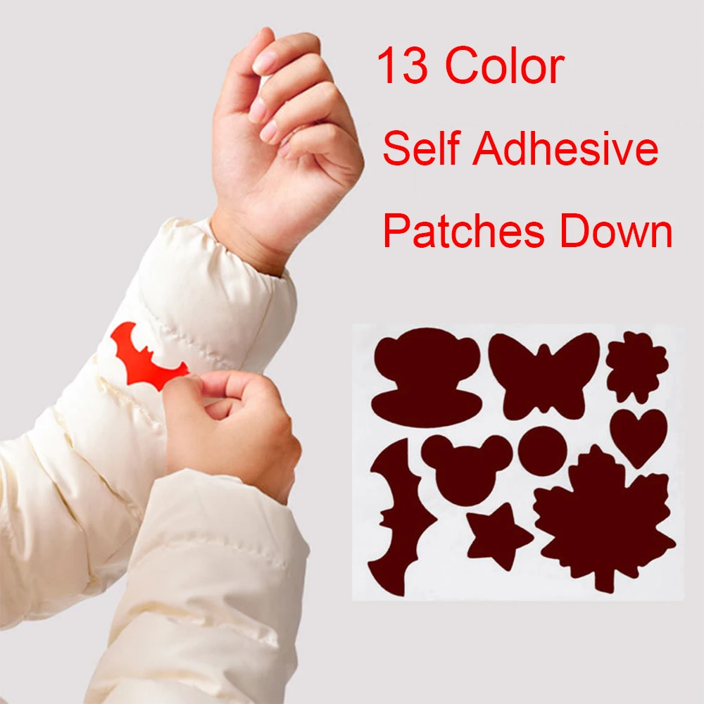 10 Color Down Jacket Patch Pastes Free of Cutting Self-adhesive Clothes  Cartoon Repair Subsidies Free