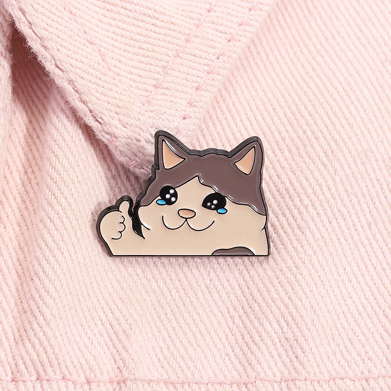 Thumb Up Crying Cat Enamel Pin Kawaii Humorous Animal Brooch Lapel Backpack Badge Funny Jewelry Gifts For Cat Lovers Friends Thumb Up Crying Cat Enamel Pin Kawaii Humorous Animal Brooch Lapel Backpack Badge Funny Jewelry Gifts For Cat Lovers Friends