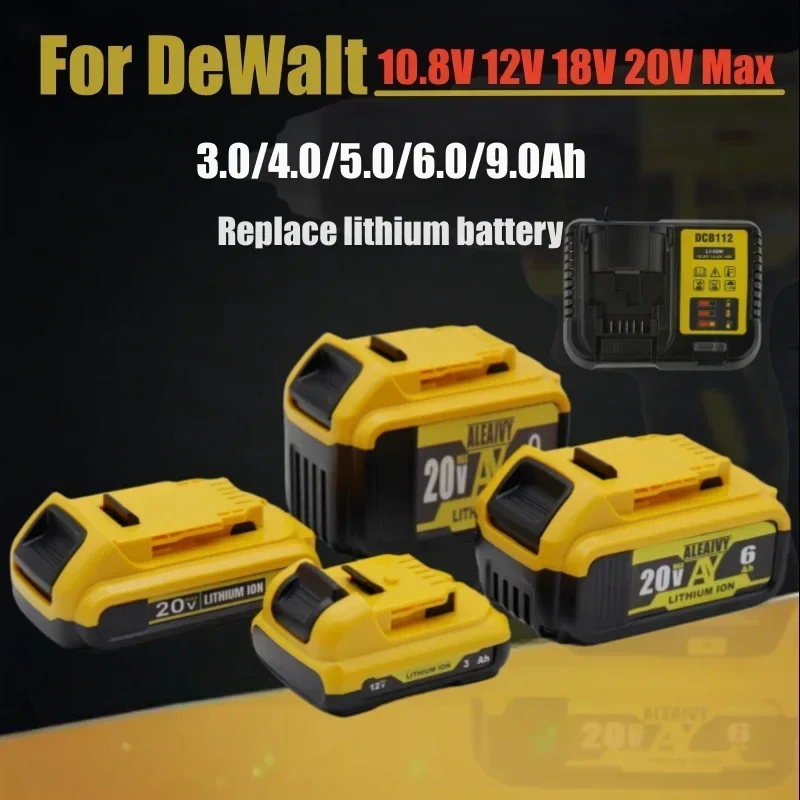 

6000mAh lithium battery suitable for DeWalt 10.8V 12V 18V 20V Max 6.0Ah DCB205 DCB206 Replace lithium battery Power tool battery