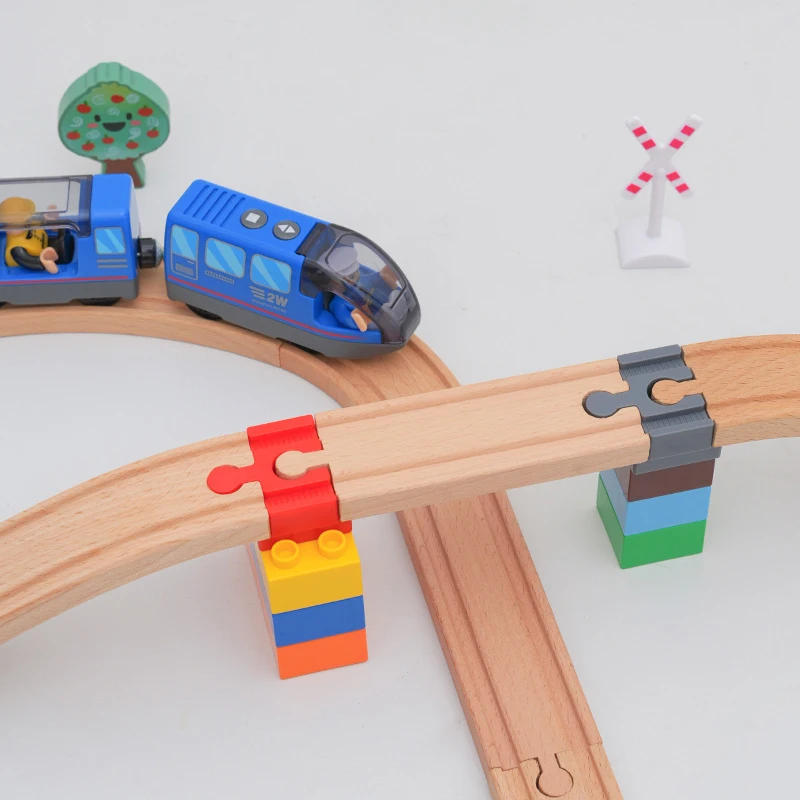 10Pcs Big Size Blocks Rotatable Connection Adapters For Brand Train Tracks Universal Wooden Tracks Connectors Accessories