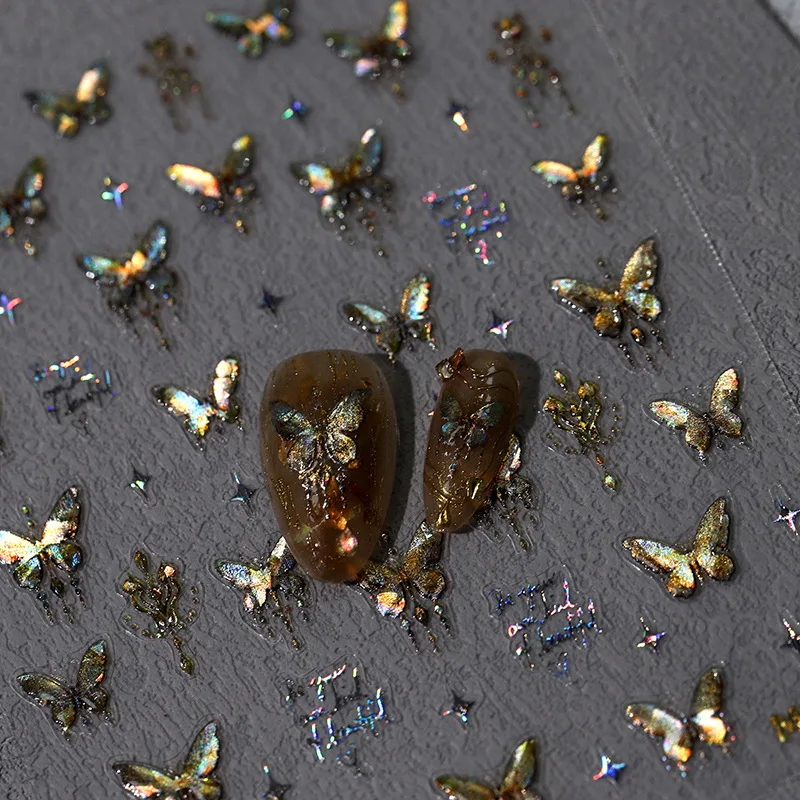 

[Meow.Sensei] Pro Stereo Nail Stickers Paper Butterfly Glue Nail Stickers Bronzing Series M-224