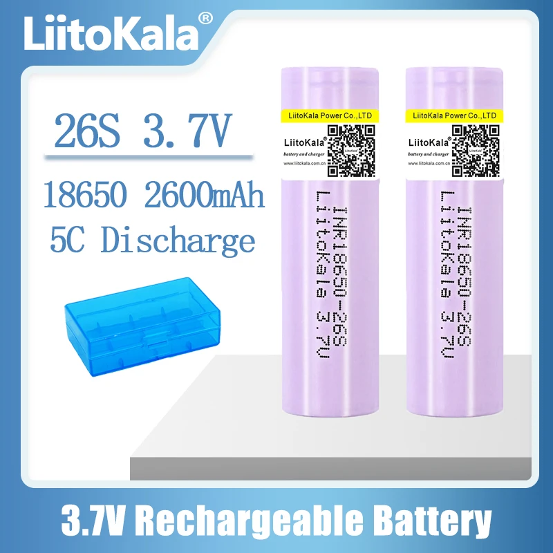 Liitokala 26S 3.7V 18650 2600Mah Batteria Ricaricabile Al Litio Ad Alta Scarica 20A Power Bateria Cell Per Cacciavite + 18650 Box