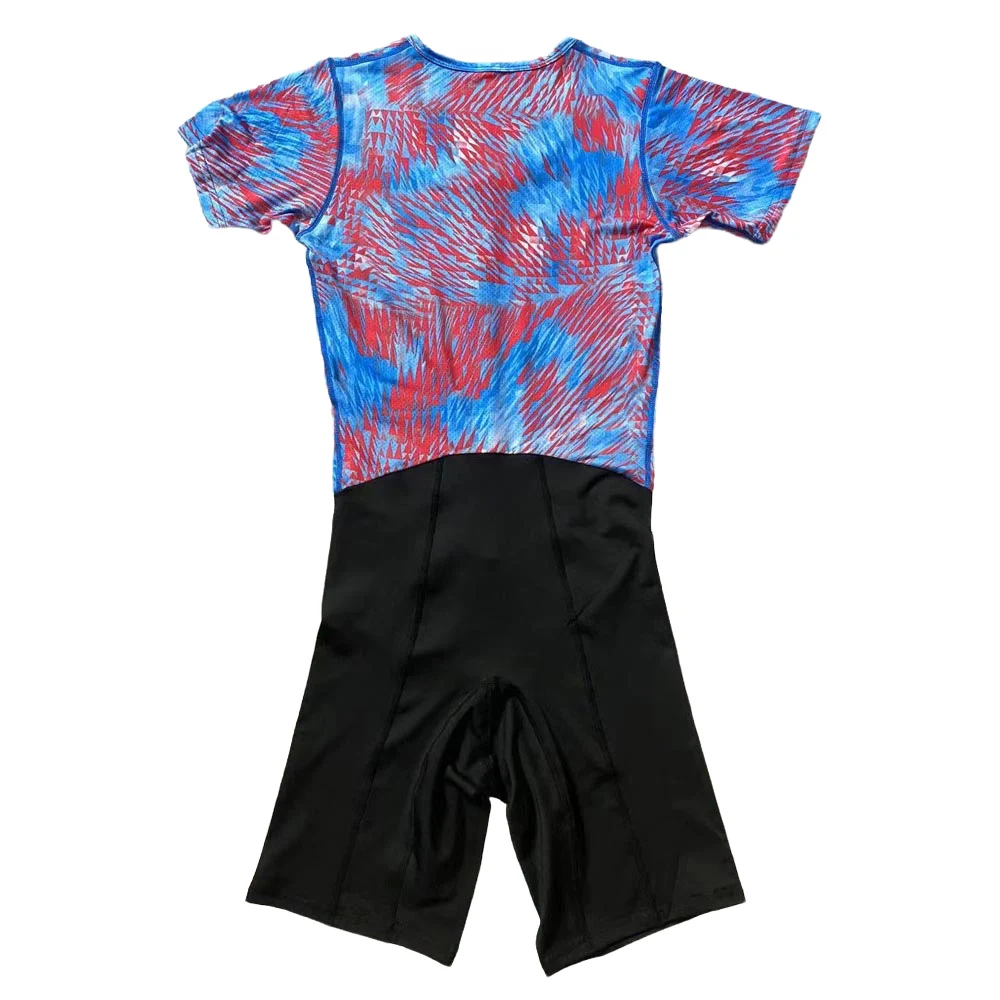 Men One-piece Track and Field Suit Marathon T-shirt Leggings Running Speedsuit Sports Shorts Middle Pants