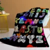 Funny Alphabet Blanket Colourful Alphabet Printed Soft Flannel Blanket Warm Cozy Blanket Lore for Teens Adults 1