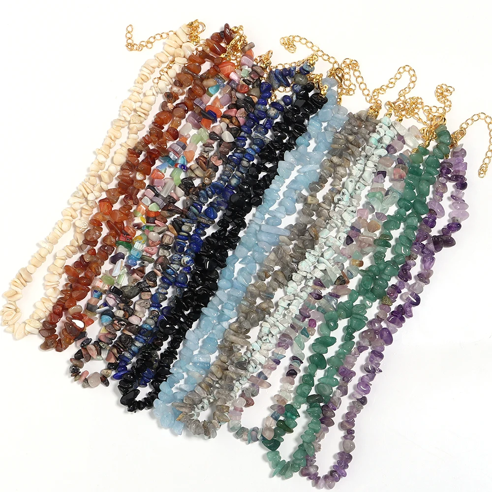 Natürliche Stein Halsband Halskette Unregelmäßige Healing Kies Aquamarine Kristall Quarz Chip Perlen Halskette Für Frauen Schmuck