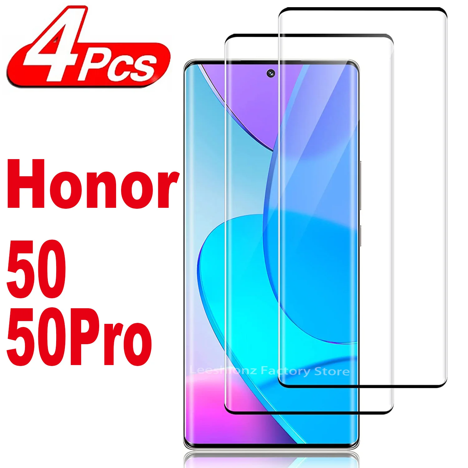 Vidrio Protector de pantalla 3D para Honor 50 50Pro, película de vidrio templado, 1/4 Uds.