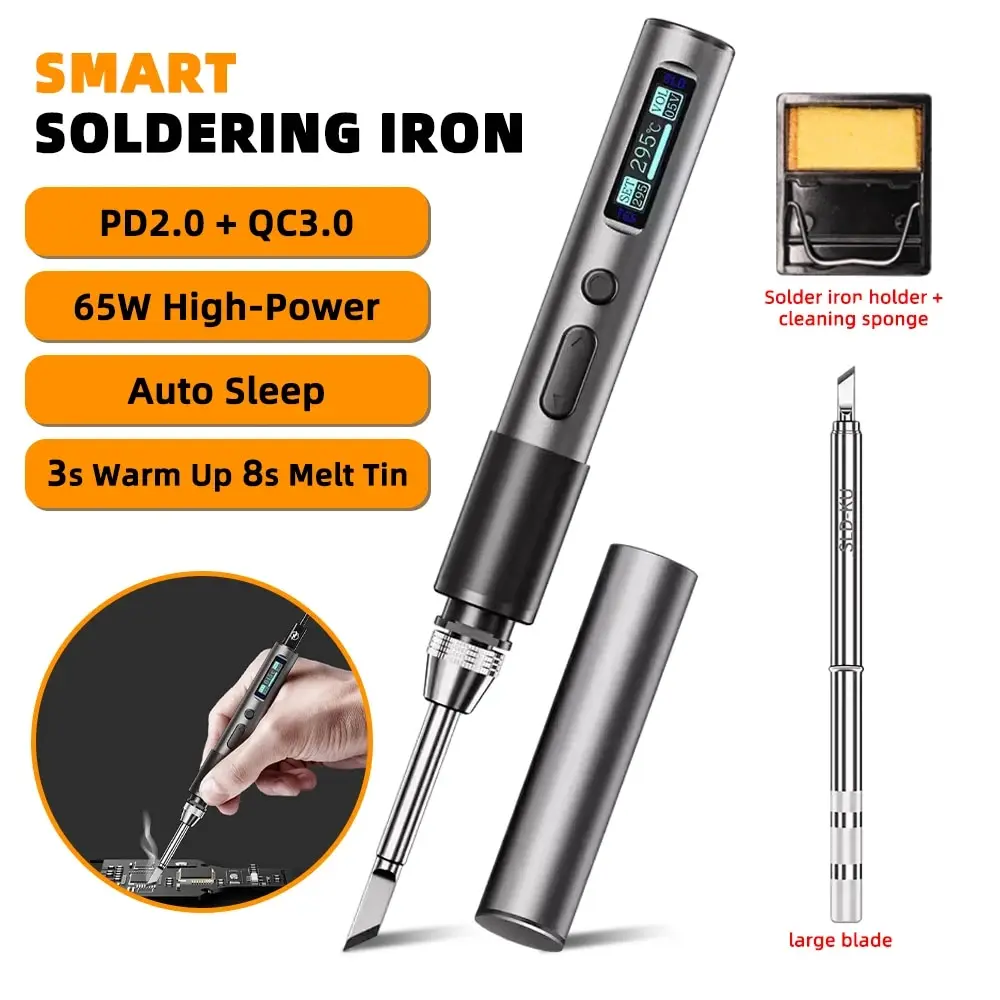 FM01 T65 Soldering Iron 65W PD Adjustable Constant Temperature Smart Soldering Station Compatible with HS-01 T65 FM65 Tip