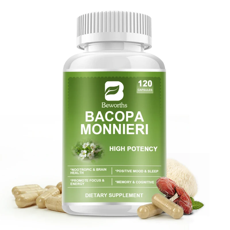 Energy Booster Lions Mane Mushroom Capsules BEWORTHS Bacopa Monnieri Capsule Boosts Brain Health Supports Performance Cognition and Focus Enhances Energy and Stamina