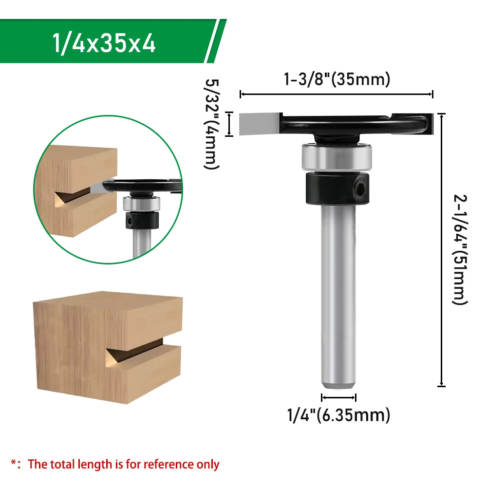 LAVIE 1/4 6 mm Schaft T-Nut-Fräser mit Lager – Doppelkanten-Nutfräser zum Schlitzen und Kanten von Holz C06318FX35 – Detail 15