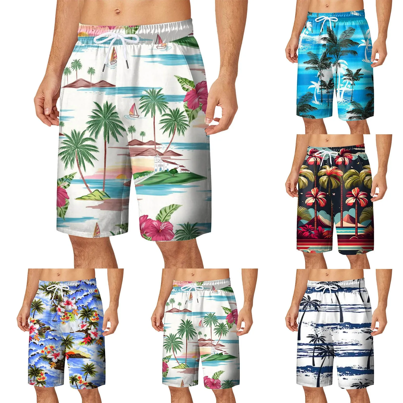 

Mens Summer Digital 3D Printed Shorts Elasticated Waisted Beach Pants Mens Swim Trunks Tall