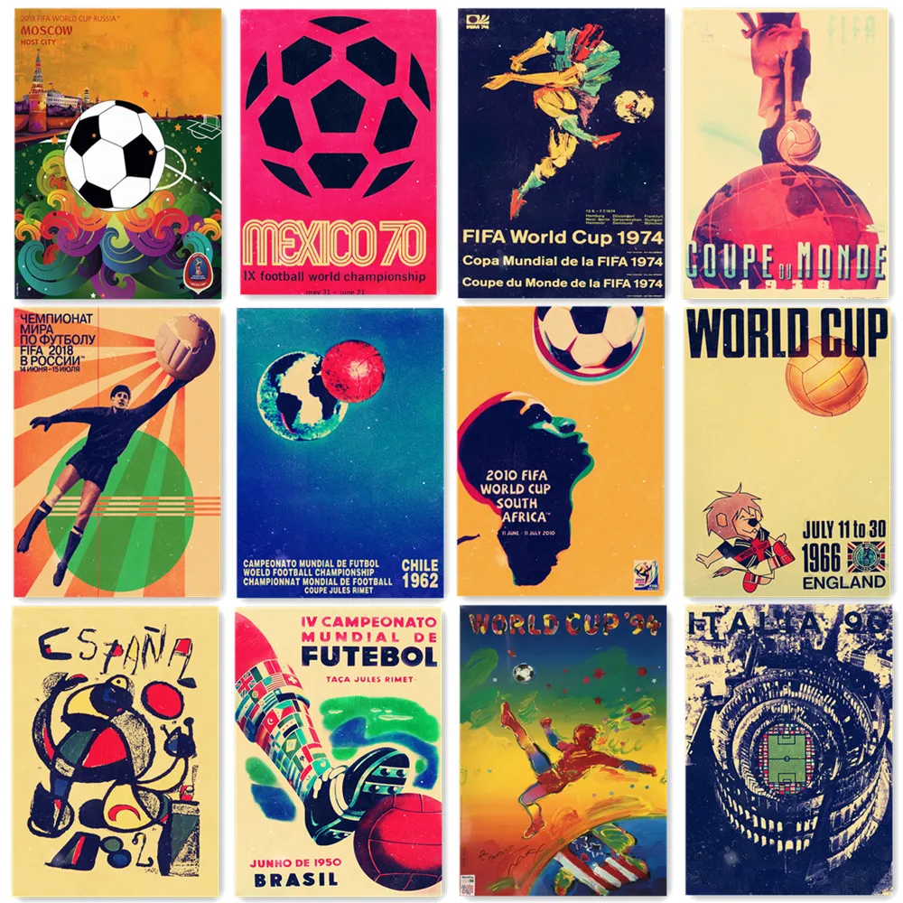 

Полный набор наклеек в виде футбольного Кубка, винтажная крафт-бумага, струйная печать, художественная наклейка, настенная живопись, лучший подарок для фанатов