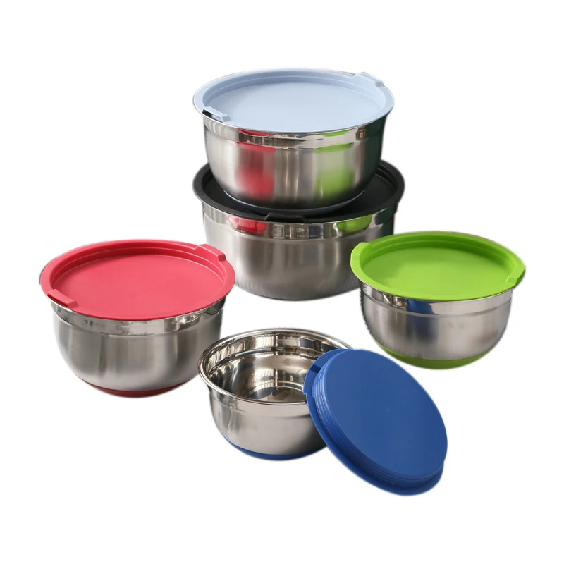 

5Pcs/Set Stainless Steel Bowls Set Home Kitchen Baking Mixing Basin Soup Bowl Fruit Storage Salad Bowl