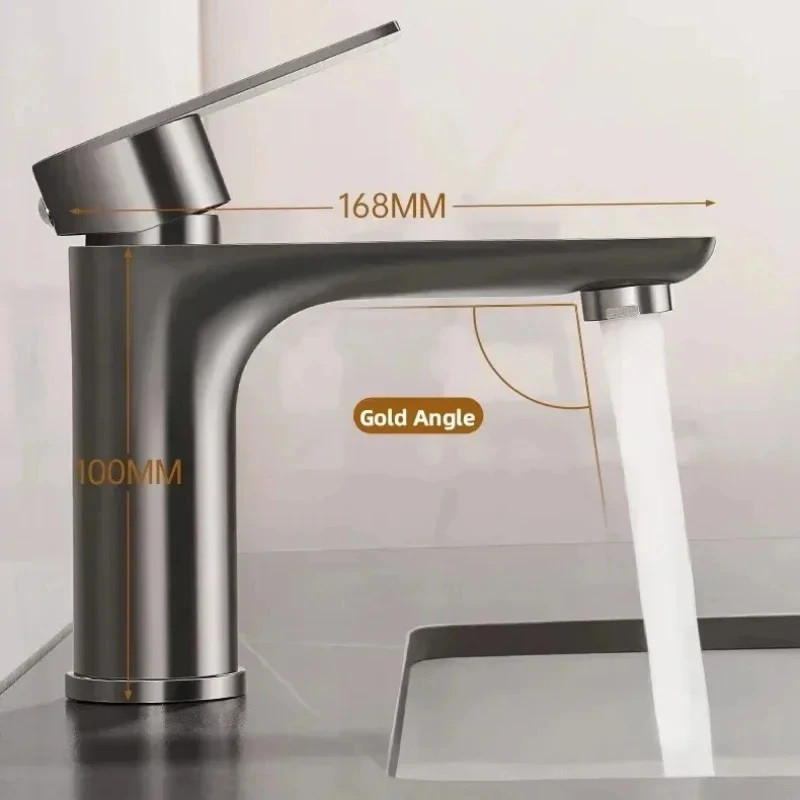 304 Stainless Steel Bathroom Faucet Simple Design Bathroom Sink Faucet Hot and Cold Water Outlet Kitchen Faucet