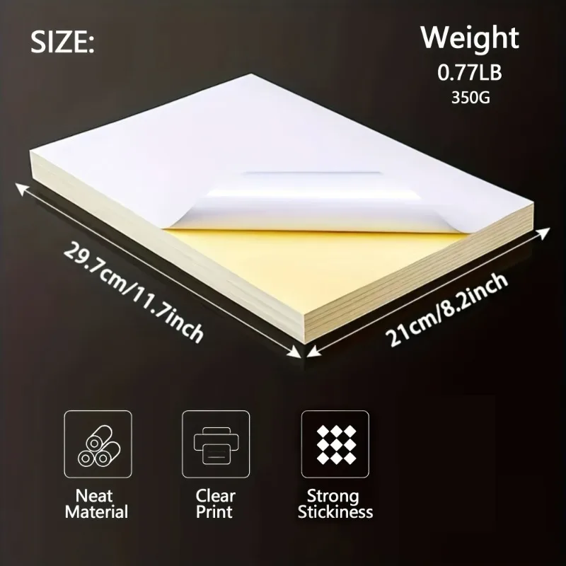 50 sheets Printing paper & A4 size stickers, suitable for laser printers and inkjet printers, self-adhesive printing paper