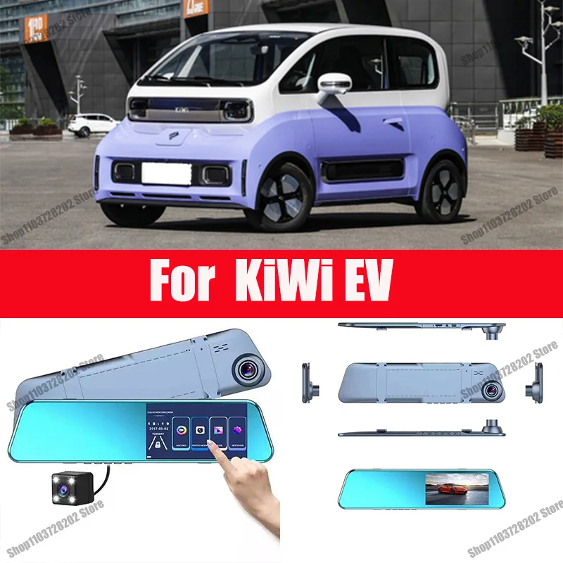 

For Kiwi ev Carplay Android Auto GPS Dash Cam AUX FM Radio Dashcam Car Camera Stream RearView Mirror Drive Recorder