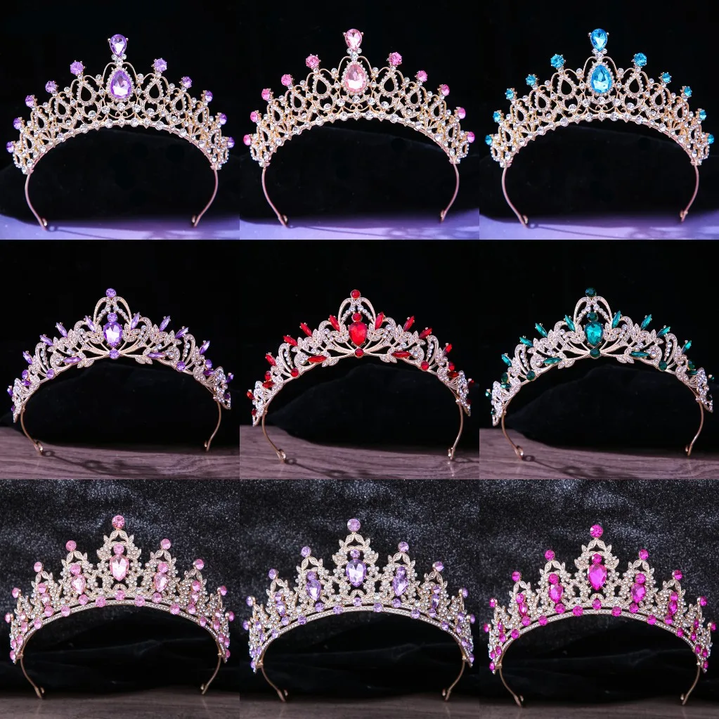 Tiara Brillante Oro Rosa Corona Cumpleaños Mujer - Tiara Con Purpurina Y Diamantes Imitación Banda Ajustable Mujer