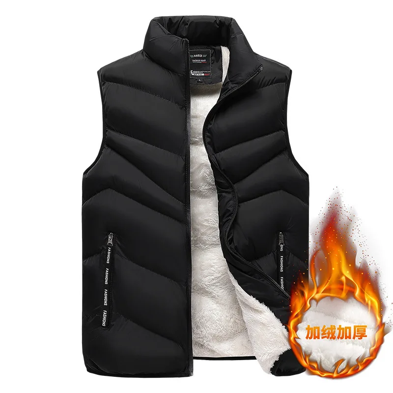 

Winter plus size casual warm vest 8XL 7XL 6XL 5XL fashion men's stand-up collar cotton vest cashmere thickening