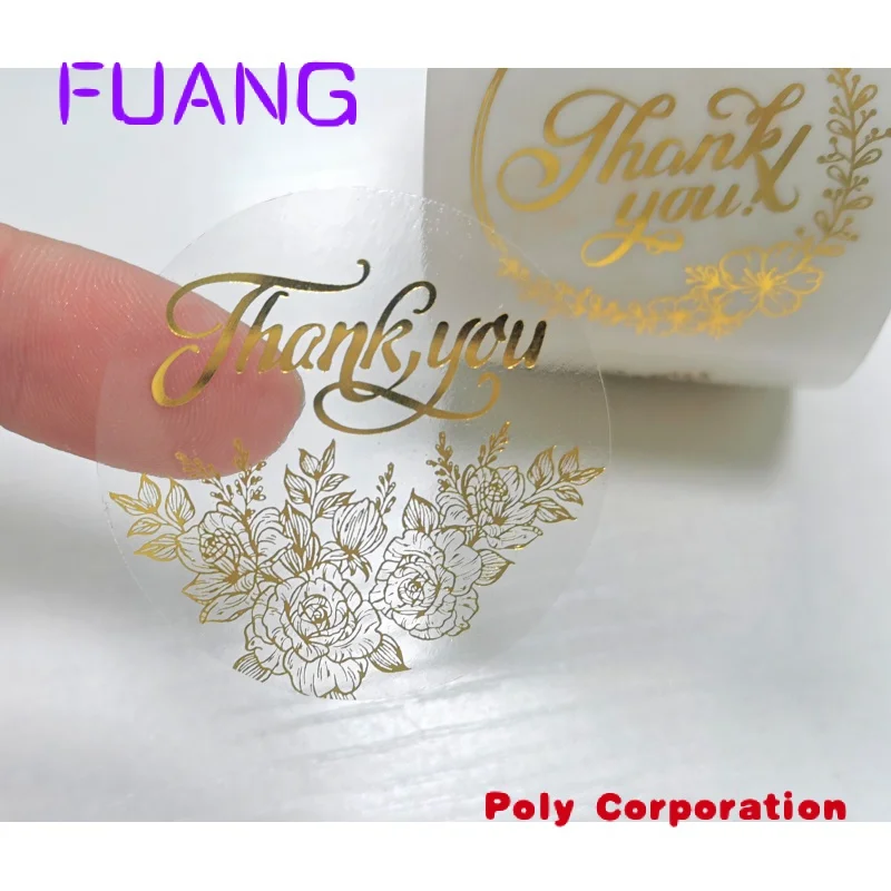 

Custom Custom Clear Rose Gold Hot Stamping Self Adhesive Label Die Cut Printing Vinyl PET Sticker.