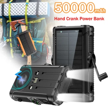2025 NUOVA Banca di energia solare 20000mAh 22.5W Manovella di Powerbank wireless magnetica con cavo Caricatore portatile per campeggio all'aperto