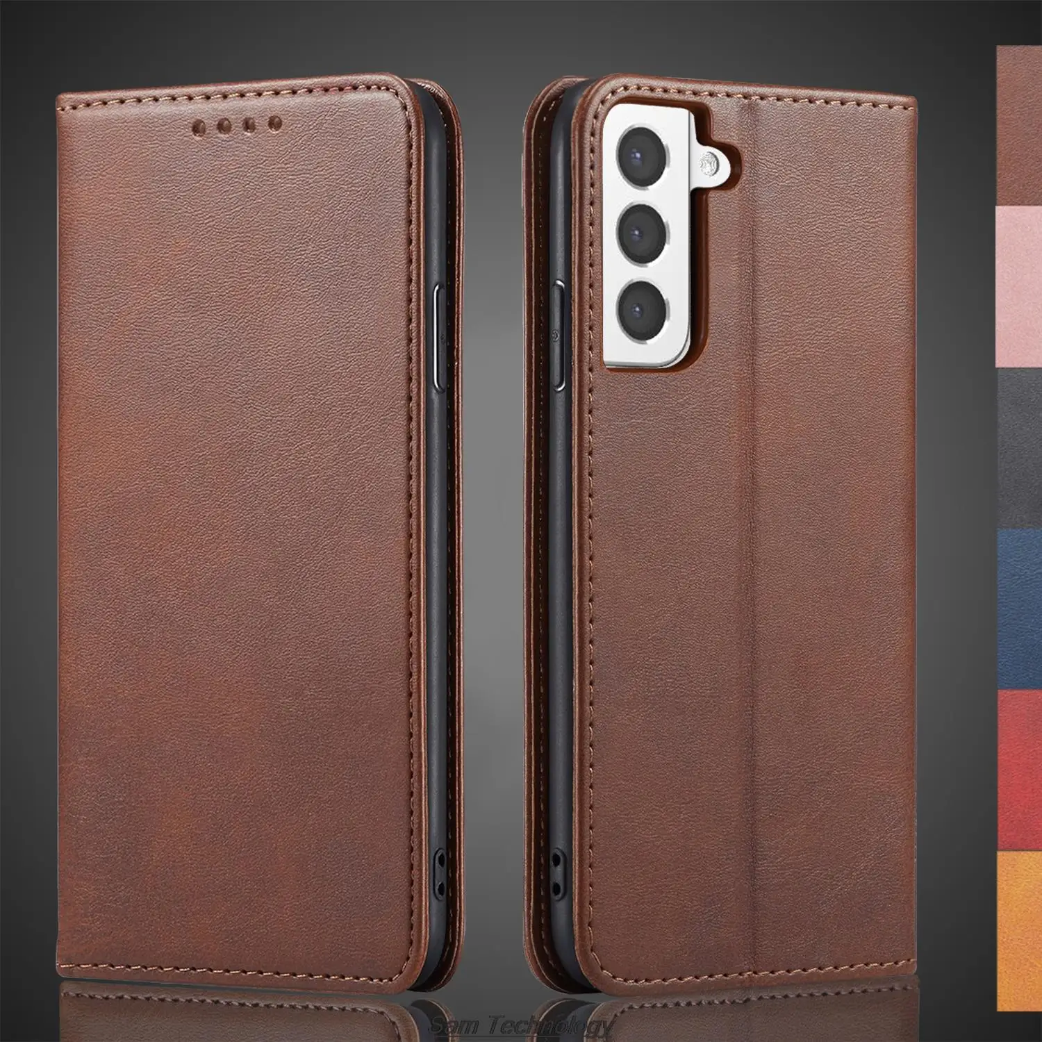 Premium Magnetic Leather Flip Wallet Phone Case - Holster & Card Holder