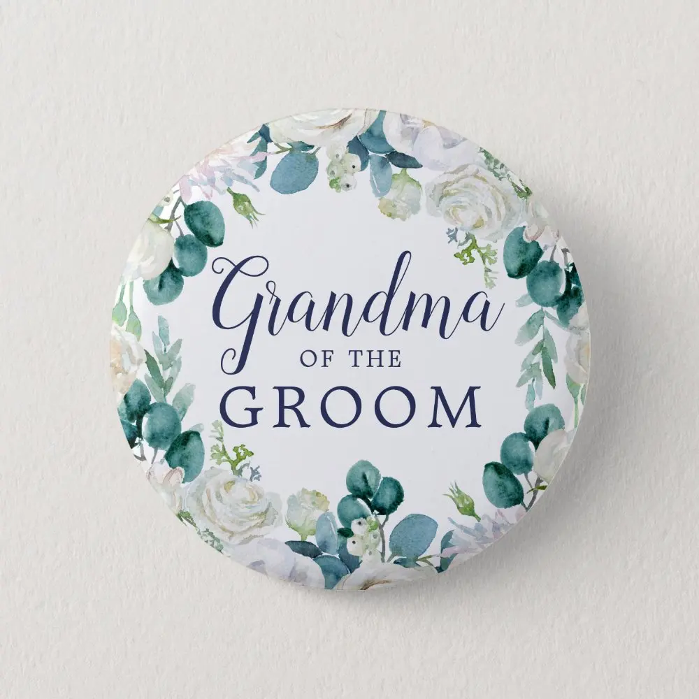 

Classic White Flowers Grandma Of The Groom Soft Button Pin Metal Hat Cartoon Creative Gift Collar Fashion Jewelry Cute Lover