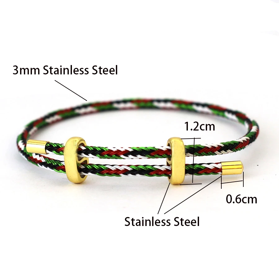 Stainless Steel Adjustable Men Bangle Bracelet Red Lucky Gift