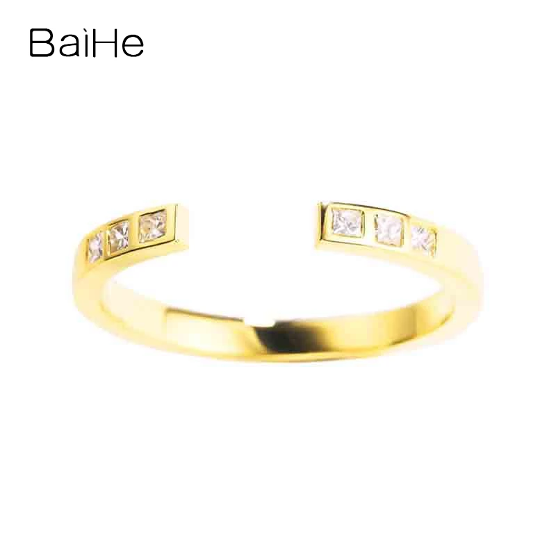 

Кольцо BAIHE из желтого золота 14 к с натуральными бриллиантами 0,13 карат H/SI для женщин и мужчин, модные ювелирные украшения из драгоценных камней для свадьбы и помолвки, Кольцо
