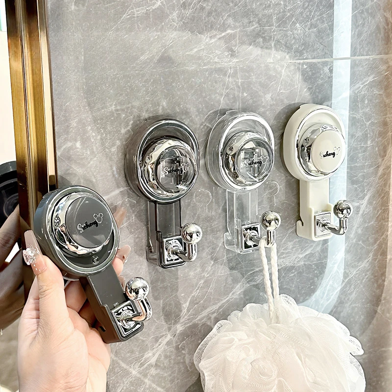 Fashion Powerful Suction Cup Hooks Vacuum Reusable Shower Hooks Heavy Duty Clothes Hook Traceless Clothes Hook